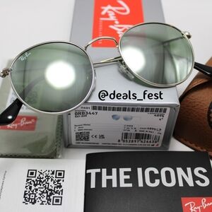 Model Display Ray-Ban Round Metal Silver Mirror RB3447